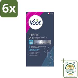 Veet Expertn - Ontharingsstrips - Lichaam & benen - Normale huid - 20 Strips - Voordeelverpakking - 6 stuks - Ontharen lichaam - Ontharingsstrips normale huid