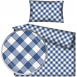 Kinderbeddengoed Blauw-Wit Ruit Katoen 100x135 cm