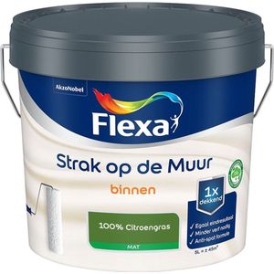 Flexa - Strak op de Muur Binnen Muurverf Mat - 100% Citroengras - Mengverf - 5 Liter