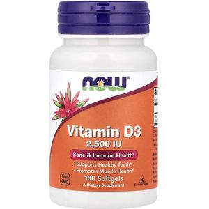 NOW Foods, Vitamin D3, 2,500 IU, 62.5mcg, 180 Softgels