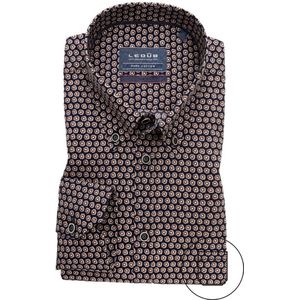 Ledub modern fit overhemd - donkerblauw dessin - Strijkvriendelijk - Boordmaat: 38