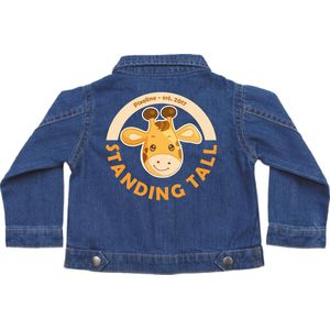 Pixeline Spijkerjas Giraffe 2-3 jaar - Jacket - Denim - spijkerjas - Giraffe - Organisch Katoen  - dierenprint - Pixeline - Casual