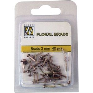 Nellie Snellen Floral Glitter Brads 3mm - 40stuks - Gold