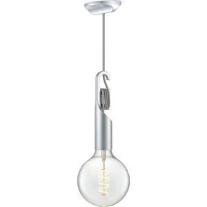 Home Sweet Home - Moderne Verlichtingspendel Move me-Twist - hanglamp geschikt voor E27 LED lichtbron - Zilver - 10,5/10,5/170cm - Pendellamp geschikt voor woonkamer, slaapkamer en keuken