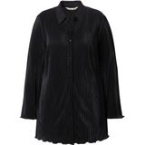 MIAMODA - Dames - Geplooide blouse A-lijn wijde lange mouwen - Zwart - Maat 42