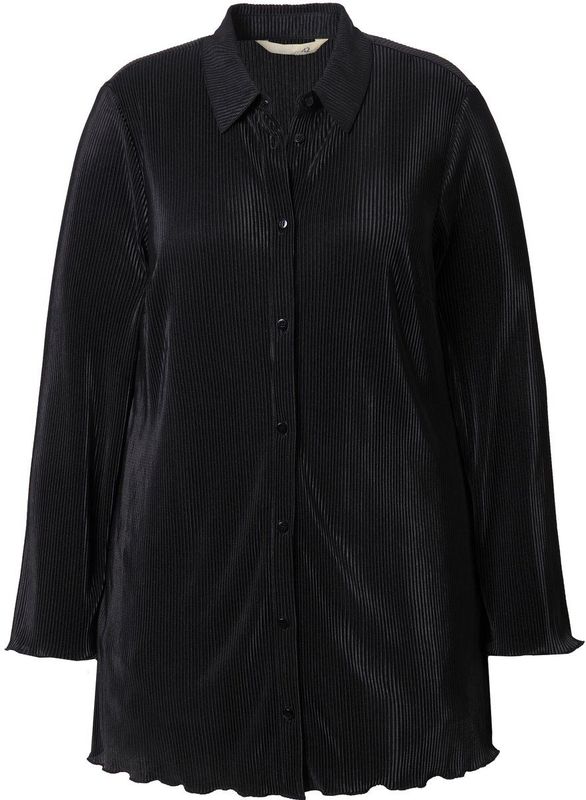 MIAMODA - Dames - Geplooide blouse A-lijn wijde lange mouwen - Zwart - Maat 42