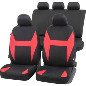 Universele Autostoelhoes Set - Zwart-Rood Polyester voor Voorkant en Achterbank