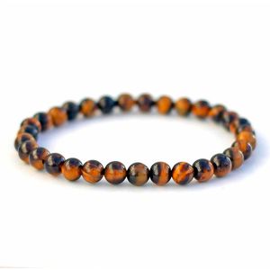 Bixorp Gems Tijgeroog Armband 6mm Kralen - Edelsteen Kralenarmband - 18cm