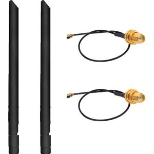 JeiibrZui IPEX 4 Naar RP-SMA Externe Antennekabel - Wifi-Antenne Voor Pc - Hoge Kwaliteit Vergulde Connector Verbeterd Signaal - 1 - Zwart