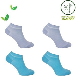 La Pèra Sokken Dames - Bamboe 4 paar 36-40 Damessokken - Sneakersokken – Blauw – Lila - Cadeautje Voor Haar