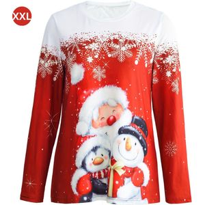 Livano Kersttrui - Dames - Foute Kersttrui - Christmas Sweater - Kerst Sweater - Christmas Jumper - Pyjama - Rood - Maat XXL