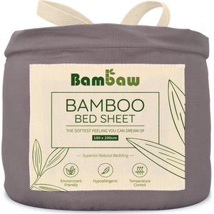 Bamboe Laken | Eco Laken 180 bij 200cm | Donkergrijs | Luxe Bamboe Beddengoed | Hypoallergeen Bed Laken | Puur Bamboe Viscose Rayon hoeslaken| Ultra-ademende Stof | Bambaw