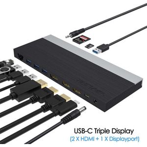 Wavlink USB-C Docking station 2 x HDMI - 1 x Displayport - 100W opladen - Ethernet - kaartlezer - 4 x USB-A - Audio In/Uit - Geschikt voor laptops met Thunderbolt 5, Thunderbolt 4, Thunderbolt 3 en USB-C