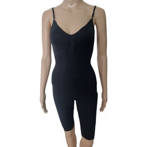 Dames - Corrigerende Body - Met Pijpjes - Open kruis - Thigh Slimmer - Naadloos - Kleur zwart - Maat 42 t/m 46.