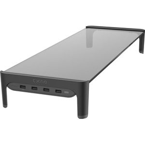 LuxeBass Monitorstandaard met USB 3.0 aansluiting | Monitor verhoger met oplader - (zwart) LB558