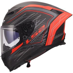 LS2 FF807 Dragon integraalhelm Subic mat rood carbon zwart XXXL