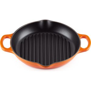 Le Creuset Grillplaat Signature - Oranjerood - Hoog - Ø 25 cm - Geëmailleerd Gietijzer - Geschikt voor Alle Warmtebronnen, inclusief Inductie en Oven - Vaatwasserbestendig - Levenslange Garantie