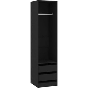vidaXL - Kledingkast - met - lades - 50x50x200 - cm - bewerkt - hout - zwart