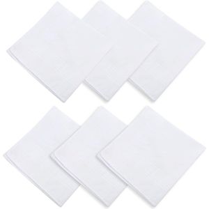 Witte Katoenen Zakdoeken voor Heren - 6 Stuks, 40 x 40 cm, Zacht en Elegant