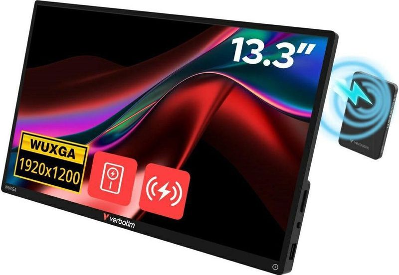Verbatim - 32087 - Draagbare Monitor - Zwart - 13.3 Inch WUXGA Touch IPS incl. Power Bank 5000mAh