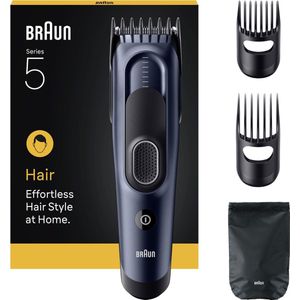 Braun Haartrimmer Tondeuse Series 5 HC5550 + 4 Tools - Levenslang Scherp Scheerblad - 17 Lengtes - Blauw