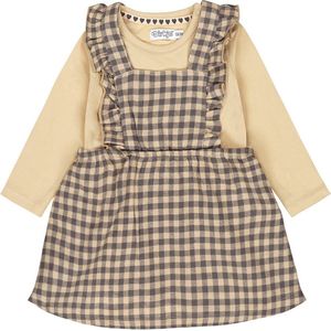 Dirkje meisjes salopette + longsleeve Dark sand - love