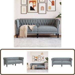 vidaXL Chesterfield Tweezitsbank lichtgrijs Tweezitsbank - Chesterfield - Lichtgrijs - Banksofa - Salontafel