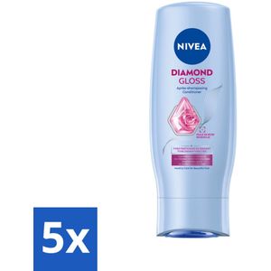 5 x NIVEA - Diamantglans Conditioner - Crèmespoeling - Voor Glans - 200 ml - Diamant Glans - Haar Verzorging - Haar Crèmespoeling - Glans Voor Haar - Haar Doorkambaarheid