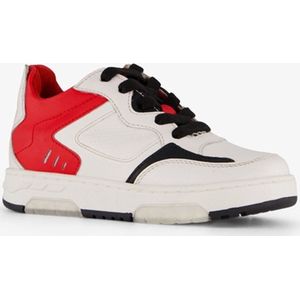 Braqeez leren jongens sneakers wit rood - Maat 35