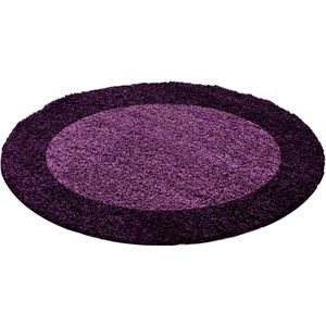 Hoogpolig vloerkleed Life - paars - lila - rond 200 cm