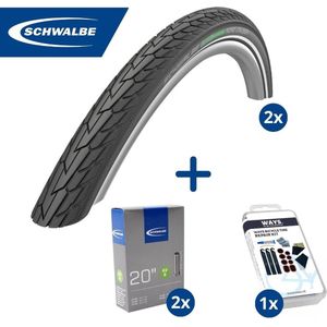 Fietsband - Schwalbe - Buiten- & binnenbanden (2x2 stuks) - Road Cruiser & AV6 - 20 inch x 1.10 - 1.50 - 40 mm - Met plaksetje