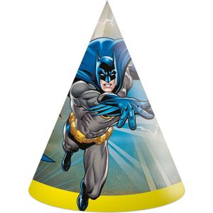 Procos - Dc Comics - Batman - Superheld - Feesthoedjes - feestmutsen - Punthoedjes - Karton - 6 Stuks - Kinderfeest - Verjaardag.