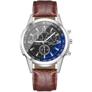 Tijdloos herenhorloge met lederen horlogeband zwart I-deLuxe verpakking