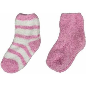 Warme comfy sokken EEF - Roze / Wit - Kinder huissokken - Maat 23 / 30 - Set van 2 - Kerst - Winter