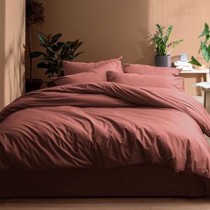 Matt & Rose Dekbedovertrek Terracotta - 260 x 240 + 2x 65 x 65 cm - Gewassen katoen