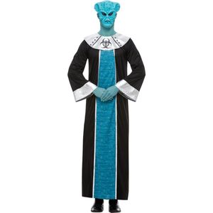Smiffy's - Alien Kostuum - Heer Van De Verre Ster Alien Kostuum - Blauw - Large - Halloween - Verkleedkleding