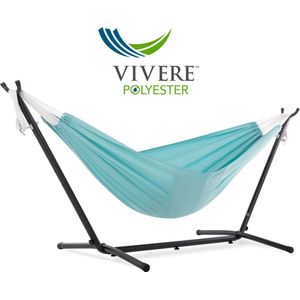 Vivere Double Polyester Hangmat met standaard (250 CM) - Aqua