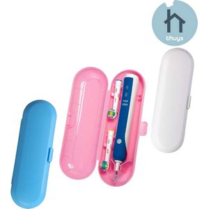 3 stuks elektrische tandenborstel-etui, reisetui, hoes voor tandenborstel, reisetui, oral b tandenborstelhouder, tandenborstelbox, tandenborstelbox, tandenborstelkoffer, wit, blauw, roze