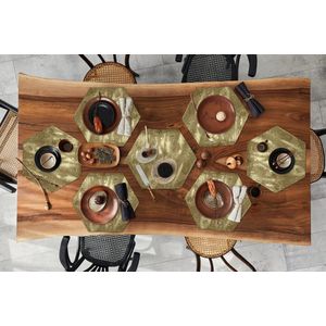 Placemats hexagon - Onderleggers placemats - Placemat zeshoek - Goud - Verf - Luxe - 10 stuks