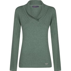 Felix Hardy Sjaalkraag Trui - Sweater %100 Katoen Dames Groen - M