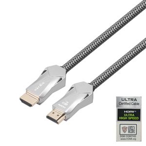 NÖRDIC HDMI-N1033C Gecertificeerde HDMI kabel - HDMI 2.1 - 8K 60Hz - 4K 120Hz - 48Gbps - Vergulde connectoren - 3m - Zilver