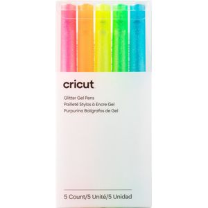 Cricut Glitter Gel Neon pennen - roze, oranje, geel, groen, blauw - 5 stuks