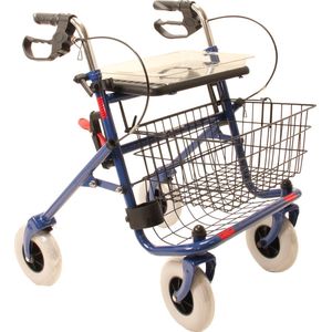 Premis Rollator Basic - Inclusief mandje, stokhouder en dienblad - Voor binnen en buiten - max gebruikers gewicht 120 kg - Blauw