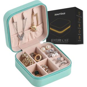 Beautious® Luxe Sieradendoos – Sieradenhouder – Juwelendoos – Compact - Ring/Oorbellen/ Ketting/Horloge - Mint