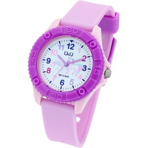 Q&Q-Kinder horloge-Unicorn-Lila/Paars-35mm kast-10bar waterdicht