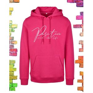 Stoere Roze dames hoodie “Positive” | maat 5XL/52-54