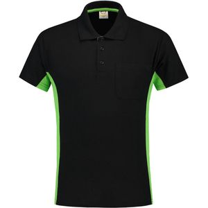 Tricorp 202002 Poloshirt Bicolor Borstzak - Zwart/Limoen - 8XL