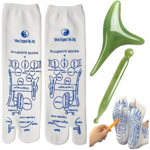 TRANKIELO® - Reflexologie Sokken Set – Voetmassage Acupressuur Sokken – Inclusief Natuurlijke Dennenhars Massage-Instrumenten – Herensokken