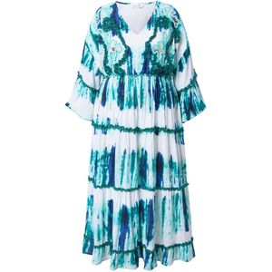 MIAMODA - Dames - Maxi-jurk A-lijn borduurwerk batikstrepen - Sneeuwwit - Maat 42