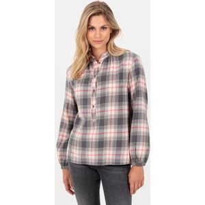 camel active Overslag blouse in flanellen ruit - Maat womenswear-XL - Roze Grijs